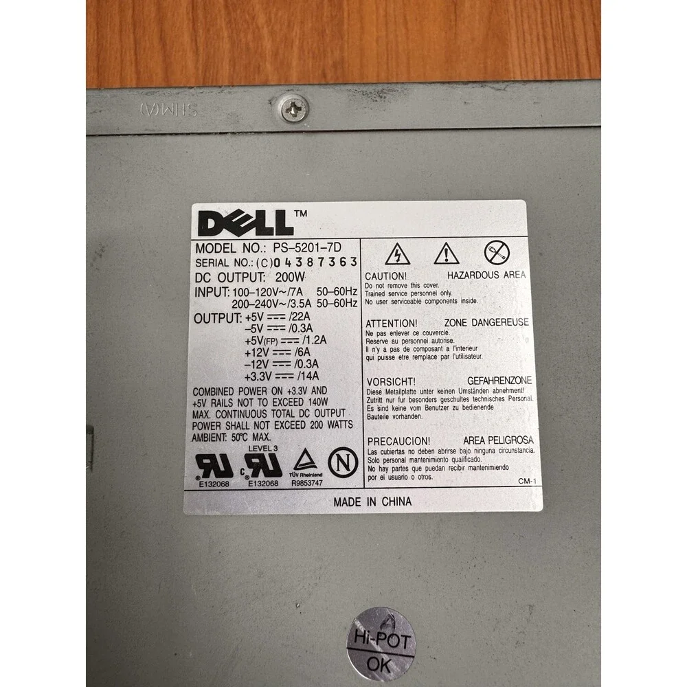Dell PS-5201-7D Power Supply. 200W | Standard | 3V | 1.2A